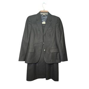 Austin Reed Regent Street Pinstripe Wool Skirt Suit Gray Vintage ACTWU 8P